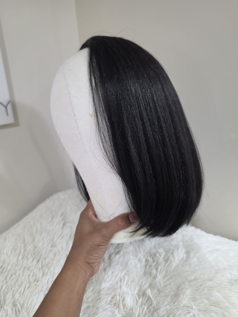 Half Wig Yaki Texture Bob Wig - Human Hair Blend